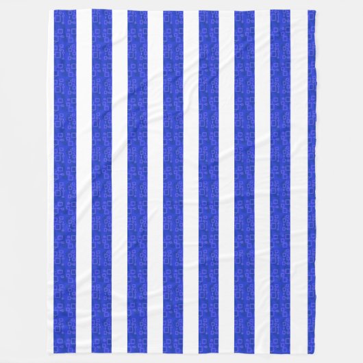 Chic Blue Geometric Stripes Fleecedecke (Vorderseite)
