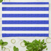 Chic Blue Geometric Stripes Geschirrtuch (Gefaltet)