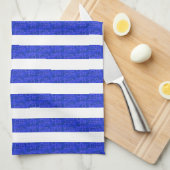 Chic Blue Geometric Stripes Geschirrtuch (Viertel Falte)