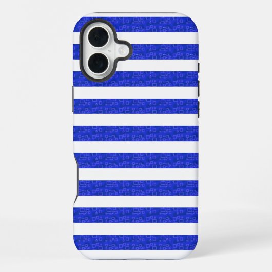 Chic Blue Geometric Stripes iPhone Hülle (Rückseite)