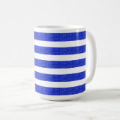 Chic Blue Geometric Stripes Kaffeetasse (VorderseiteRechts)