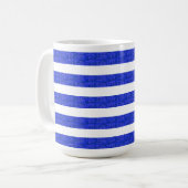 Chic Blue Geometric Stripes Kaffeetasse (Vorderseite Links)