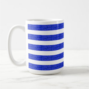 Chic Blue Geometric Stripes Kaffeetasse