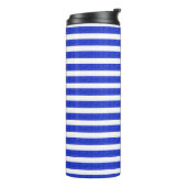 Chic Blue Geometric Stripes Thermosbecher (Nach links gedreht)