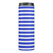 Chic Blue Geometric Stripes Thermosbecher (Rückseite)