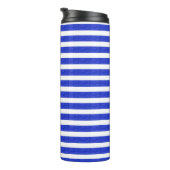 Chic Blue Geometric Stripes Thermosbecher (Nach rechts gedreht)