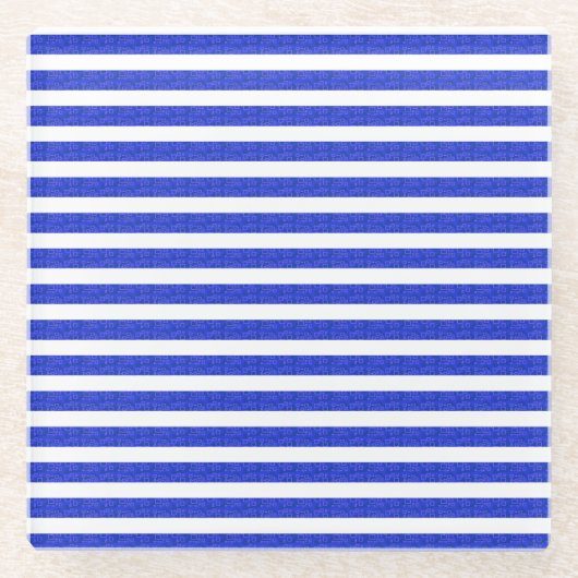 Chic Blue Geometric Stripes Untersetzer (Vorderseite)