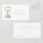 Chic Blue Glitz Hourglass Schönheitssalon Terminkarte (Vorne/Hinten)