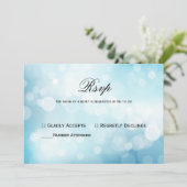 Chic Blue Glitzer Bokeh Light Wedding Rsvp Einladung (Stehend Vorderseite)