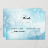 Chic Blue Glitzer Bokeh Light Wedding Rsvp Einladung (Vorne/Hinten)