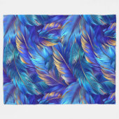 Chic Blue Gold Feathpattern Fleecedecke (Vorderseite (Horizontal))