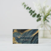 Chic Blue Gold Glitzer Marble Agate Makeup Artists Visitenkarte (Stehend Vorderseite)