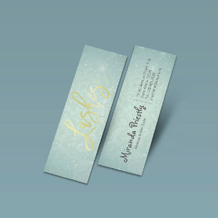 Chic Blue Gold Lashes Script Makeup Artist Mini Visitenkarte
