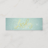 Chic Blue Gold Lashes Script Makeup Artist Mini Visitenkarte (Vorderseite)