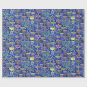 Chic Blue Gold Menorah Star von David Hanukkah Geschenkpapier (Flach)