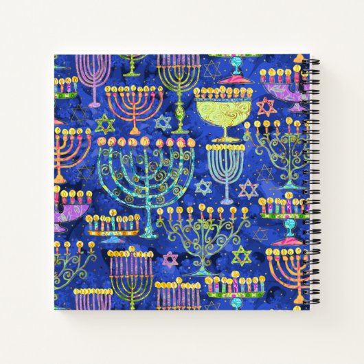 Chic Blue Gold Menorah Star von David Recipe Notizblock (Rückseite)