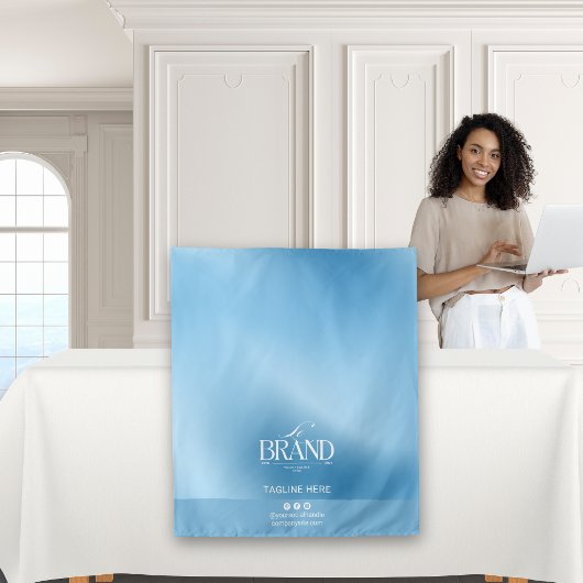 Chic Blue Gradient Logo Event Display Table Runner Wandteppich