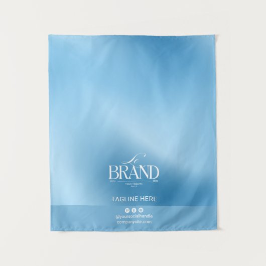 Chic Blue Gradient Logo Event Display Table Runner Wandteppich (Vorderseite)