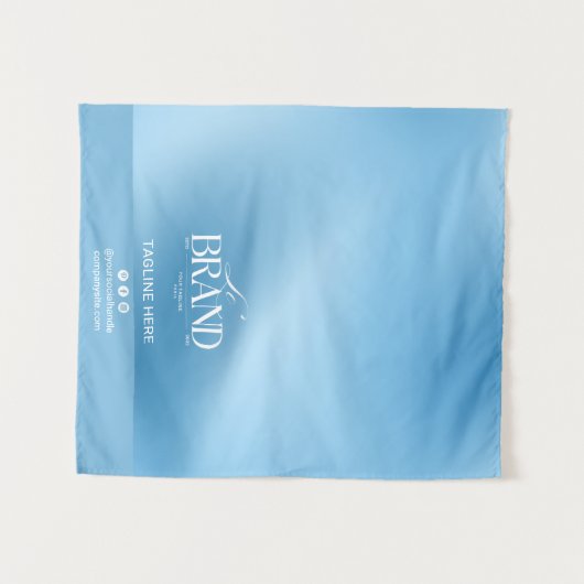 Chic Blue Gradient Logo Event Display Table Runner Wandteppich (Vorderseite (Horizontal))