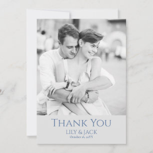 Chic Blue Gray Foto Overlay Danke-Card Dankeskarte