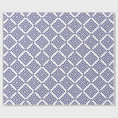 Chic Blue Greek Schlüssel geometrische Muster mono Geschenkpapier (Flach)