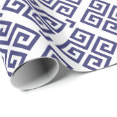 Chic Blue Greek Schlüssel geometrische Muster mono Geschenkpapier (Rolleneckpunkt)