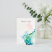 Chic Blue Green Blush Watercolor Agate Necklace Visitenkarte (Stehend Vorderseite)