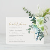 Chic Blue Green Floral Leafy Brautparty laden Dankeskarte (Stehend Vorderseite)