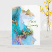 Chic Blue Green Gold Abstrakt Beileid Karte (Gelbe Blume)