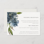 CHIC BLUE GREEN GOLD FLORAL WATERCOLOR EMPFANG BEGLEITKARTE (Vorne/Hinten)