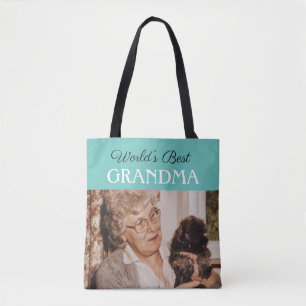 Chic Blue Green World's Best Oma Custom Foto Tasche
