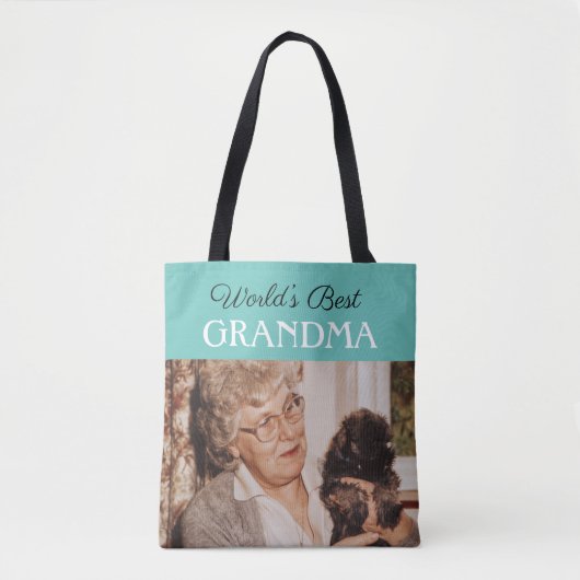 Chic Blue Green World's Best Oma Custom Foto Tasche (Vorderseite)
