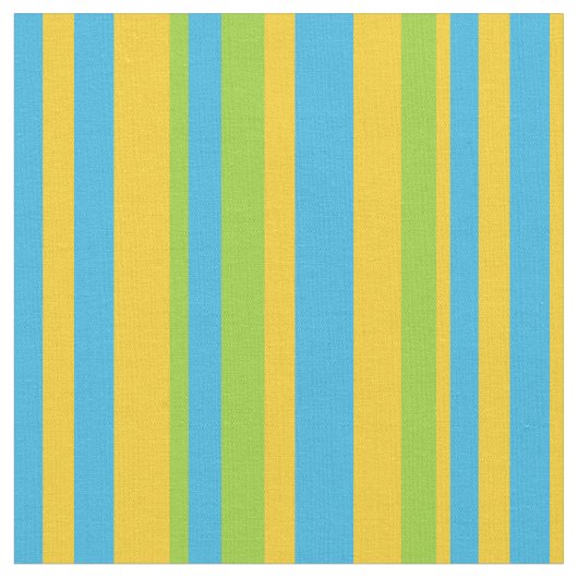 Chic Blue Green Yellow Stripes Daisy Chains Fabric Stoff (Nahaufnahme)