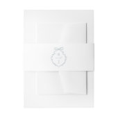 Chic Blue Hand Draw Bow & Ribbon Monogram Wappen Einladungsbanderole (Vorderseite Beispiel)