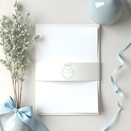 Chic Blue Hand Draw Bow & Ribbon Monogram Wappen Einladungsbanderole