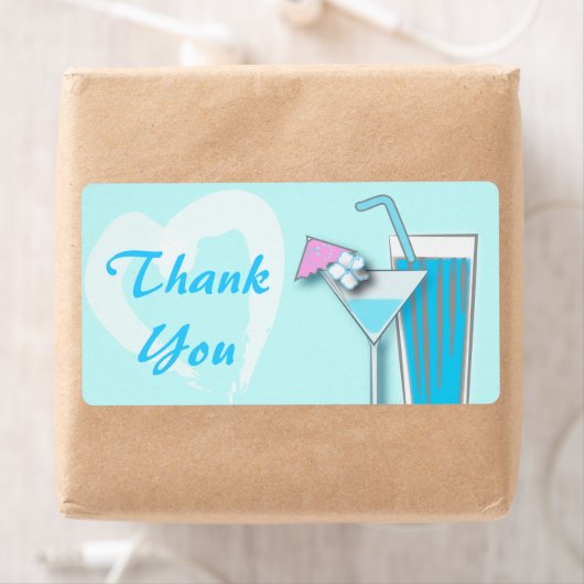 Chic Blue Hawaii Martini Gastgeschenk Hochzeit Lab (Insitu)