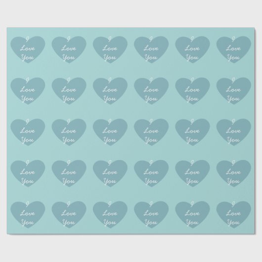 Chic Blue Hearts Geschenkpapier (Flach)