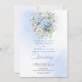 Chic Blue Hydrangea Botanical Wedding Invitation Einladung (Vorderseite)