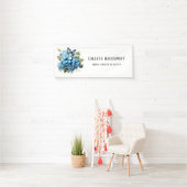 Chic Blue Hydrangea Floral Butterfly Brautparty Banner (Insitu)