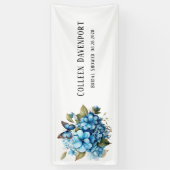 Chic Blue Hydrangea Floral Butterfly Brautparty Banner (Vertikal)