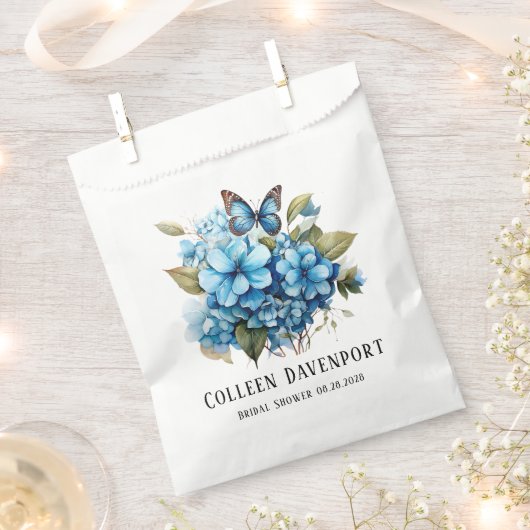 Chic Blue Hydrangea Floral Butterfly Brautparty Geschenktütchen (Ausgeschnitten)