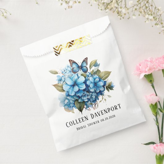 Chic Blue Hydrangea Floral Butterfly Brautparty Geschenktütchen (Versiegelt)