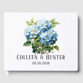 Chic Blue Hydrangea Floral Wedding Gästebuch (Vorderseite)