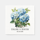 Chic Blue Hydrangea Floral Wedding Serviette (Vorderseite)