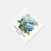 Chic Blue Hydrangea Floral Wedding Serviette (Ecke)