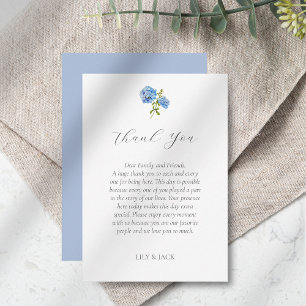 Chic Blue Hydrangea Wedding Dankeschön Card Dankeskarte