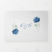 Chic Blue Hydrangea Wedding Tri-Fold Einladung (Cover)