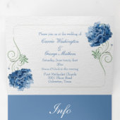 Chic Blue Hydrangea Wedding Tri-Fold Einladung (Innen Erste Seite)