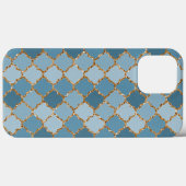 Chic Blue Imitats Shiny Gold Glitzer Mosaik Muster Case-Mate iPhone Hülle (Rückseite (Horizontal))