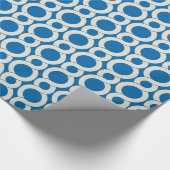 Chic blue interlocking pattern monogram geschenkpapier (Ecke)